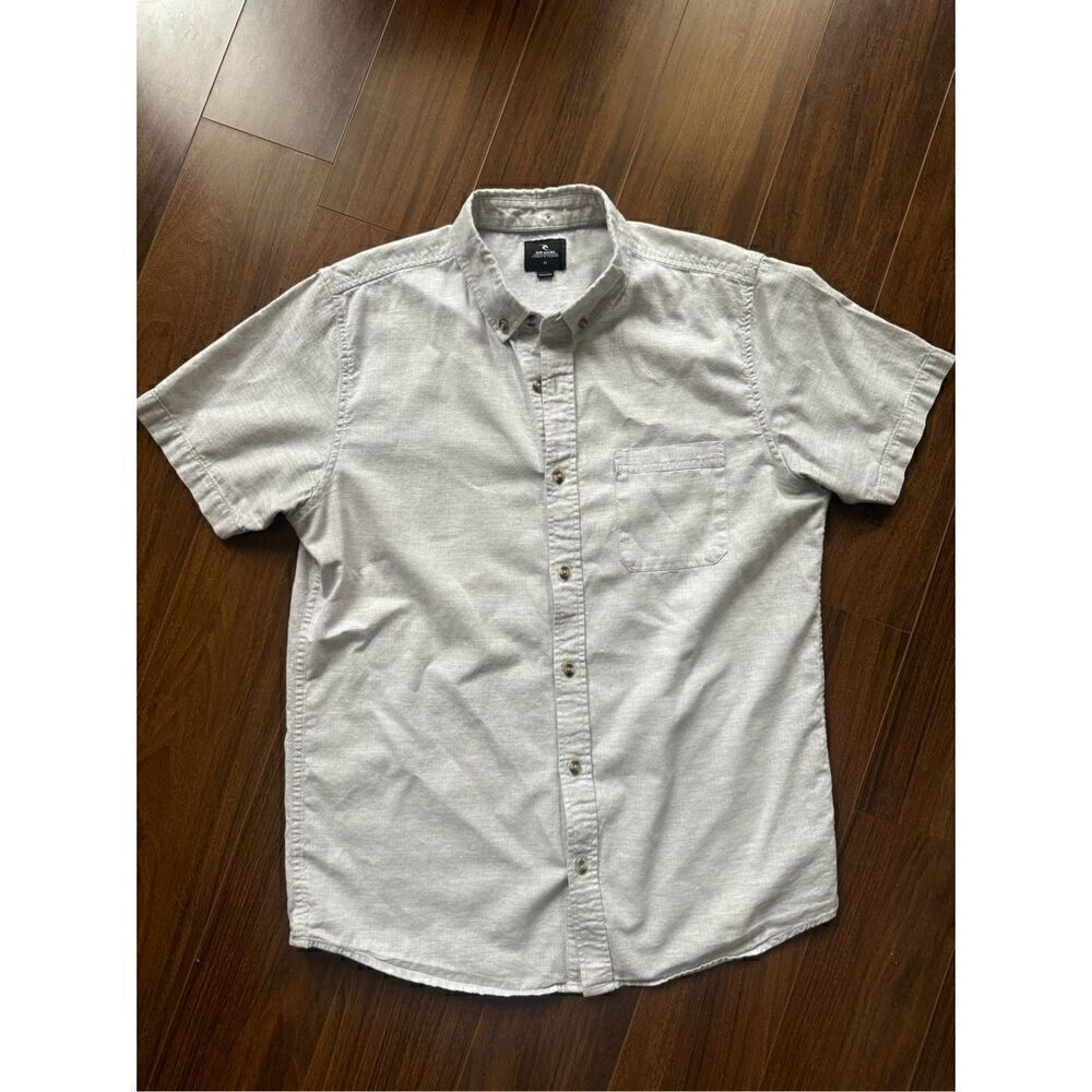 Rip Curl M grey heather front button shirt sleeve collared shirt